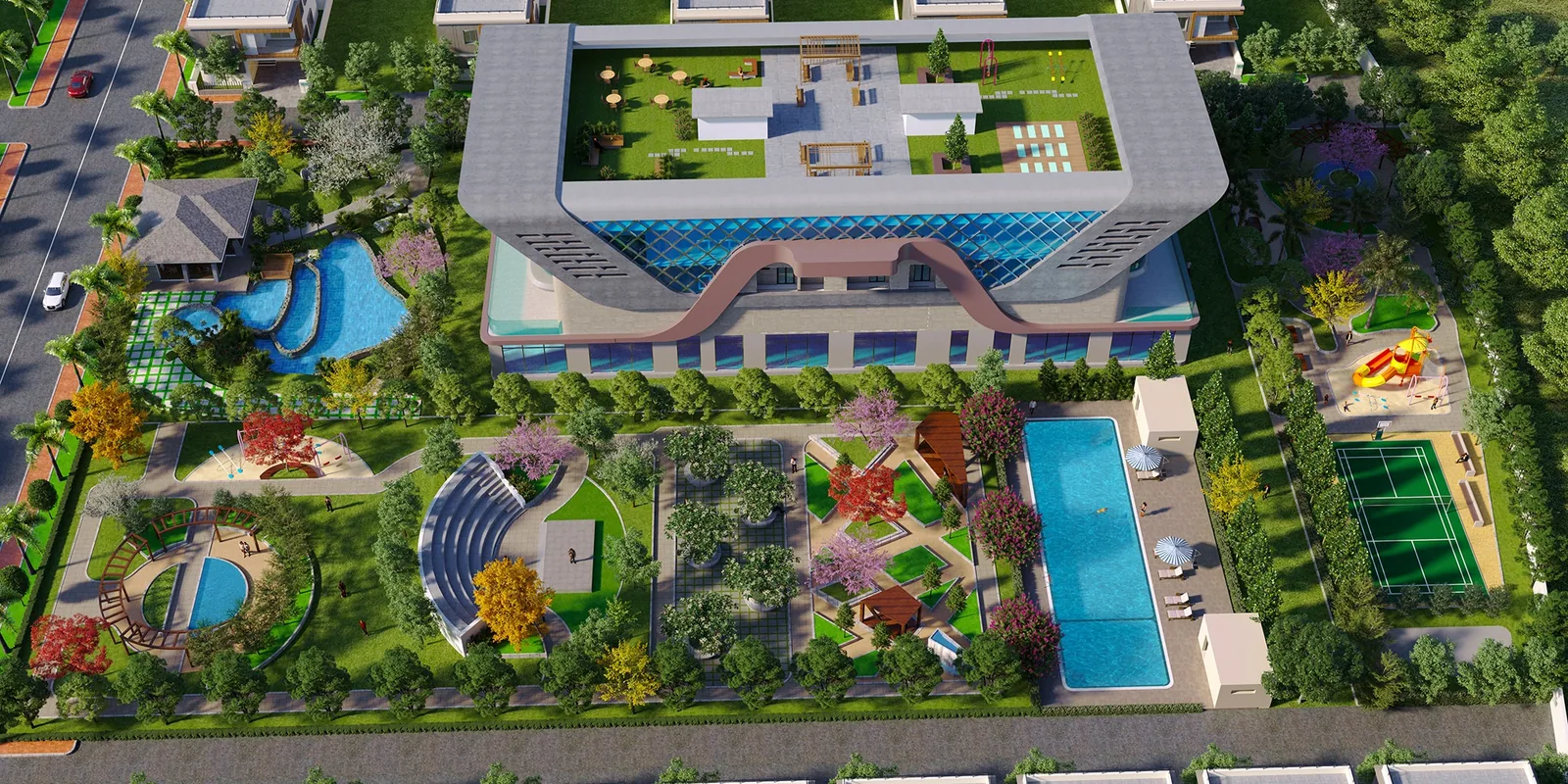 Anvaya Villas aerial community view